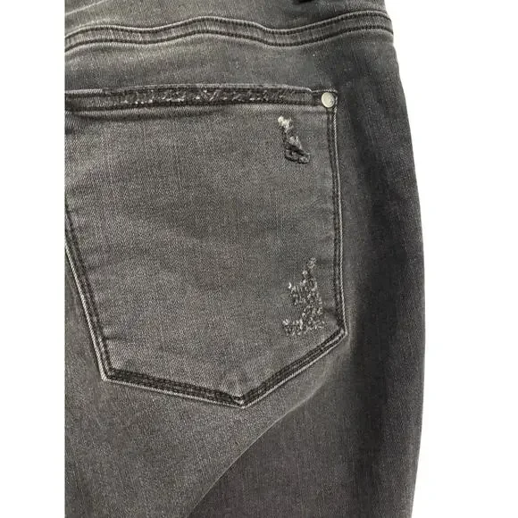 Judy Blue Womens 16W Black Plaid Patch Skinny Fit Biker Rocker Edgy Grunge Jeans - Picture 5 of 13